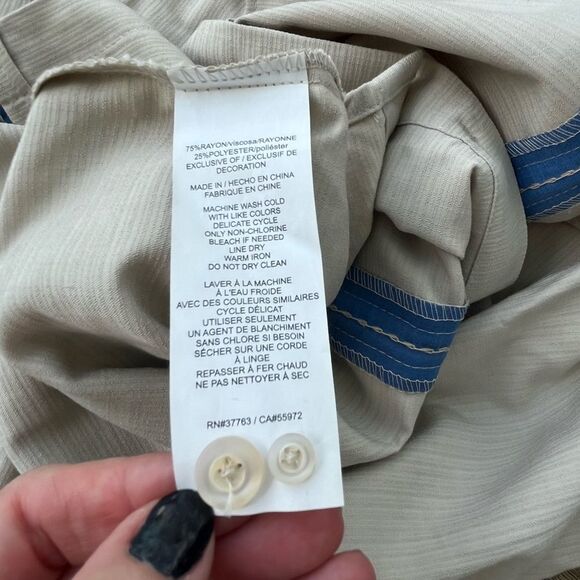 Cubavera Beige Embroidered Short Sleeve Button-Up Shirt 2XLT - Picture 6 of 10